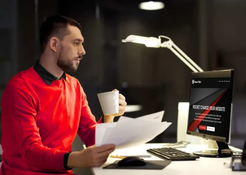 Web developer reviewing performance results at a desk